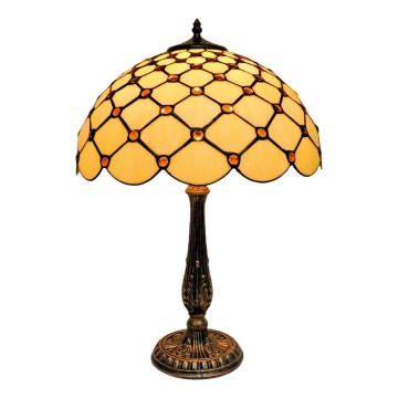 BRILAGI - Tiffany glasmalet bordlampe IVORY SMOOTH 2xE27/60W/230V