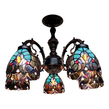 BRILAGI - Tiffany glasmalet fladmonteret loftlampe CORAL 5xE27/60W/230V Ø 60 cm