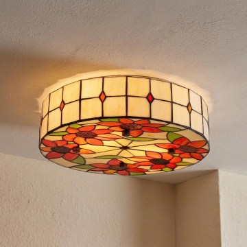 BRILAGI - Tiffany glasmalet loftlampe SUNFLOWER 2xE27/60W/230V pr. 40 cm