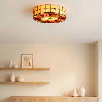 BRILAGI - Tiffany glasmalet loftlampe SUNFLOWER 2xE27/60W/230V pr. 40 cm