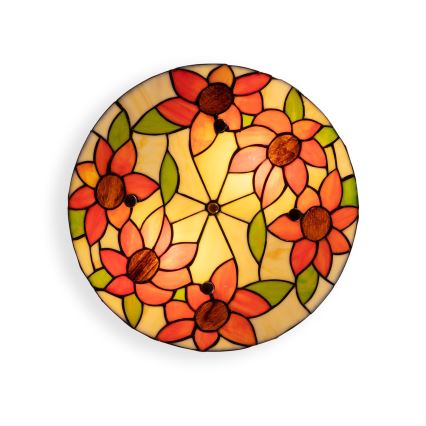 BRILAGI - Tiffany glasmalet loftlampe SUNFLOWER 2xE27/60W/230V pr. 40 cm