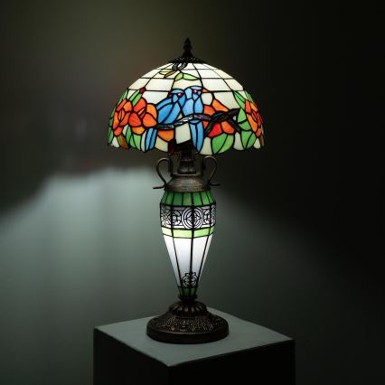 Brilagi - Tiffany-glasmosaik bordlampe JUNGLE 1xE27/60W/230V + 1xE14/40W