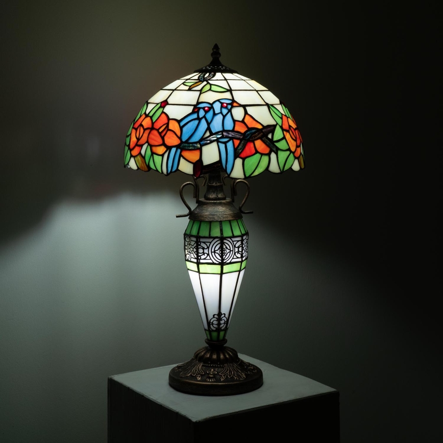 Brilagi - Tiffany-glasmosaik bordlampe JUNGLE 1xE27/60W/230V + 1xE14/40W