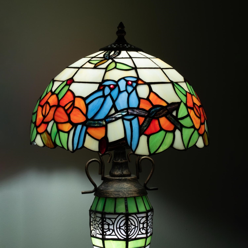 Brilagi - Tiffany-glasmosaik bordlampe JUNGLE 1xE27/60W/230V + 1xE14/40W