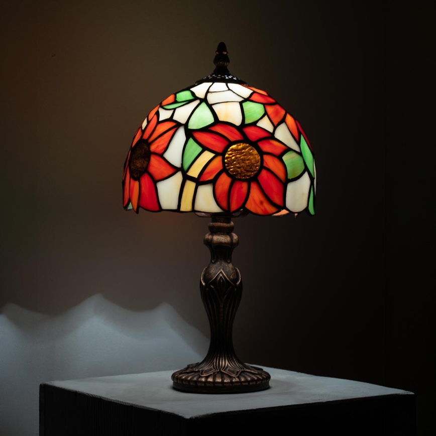 Brilagi - Tiffany glasmosaik bordlampe SUNFLOWER 1xE27/60W/230V