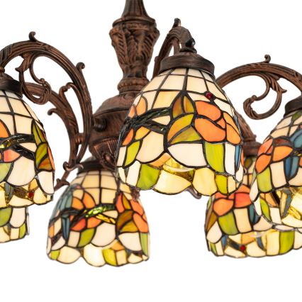 Brilagi - Tiffany-glasmosaik fladmonteret loftlampe JUNGLE 6xE27/60W/230V Ø 60 cm