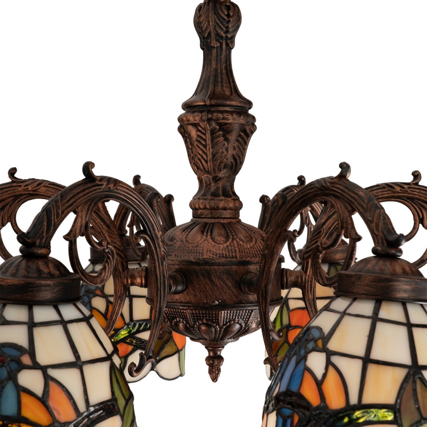 Brilagi - Tiffany-glasmosaik fladmonteret loftlampe JUNGLE 6xE27/60W/230V Ø 60 cm