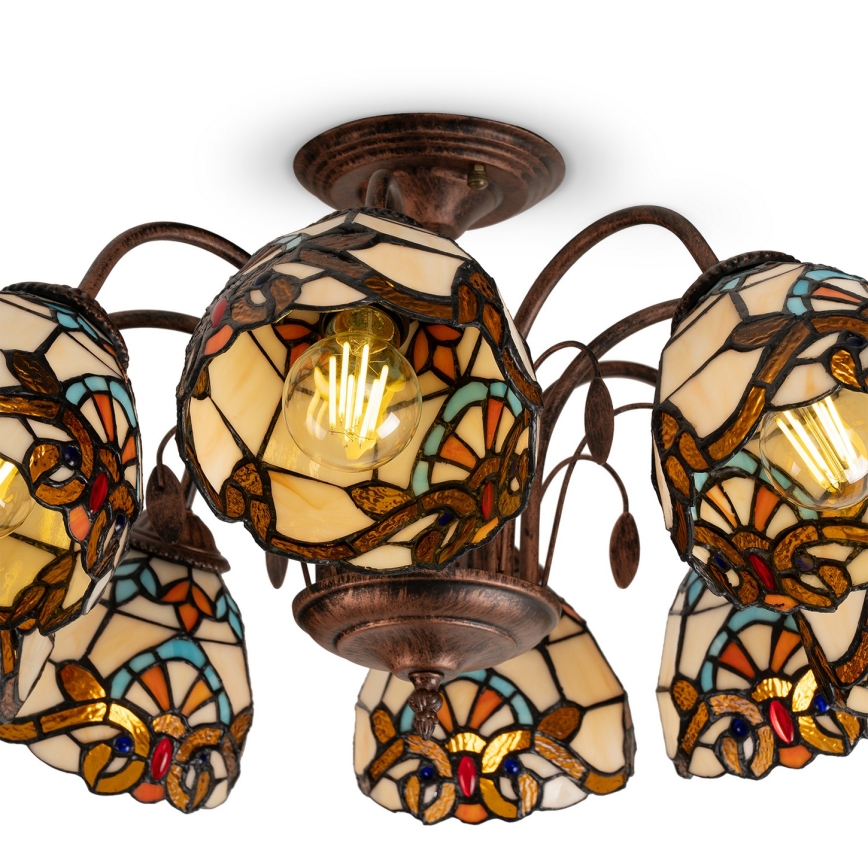 Brilagi - Tiffany glasmosaik loftlampe MIRABELLA 8xE27/60W/230V Ø 68 cm