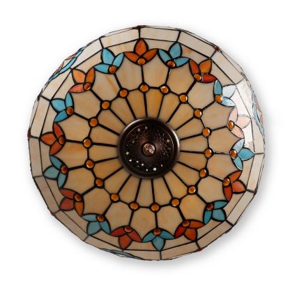 Brilagi - Tiffany-glasmosaik lysekrone med kæde MIRABELLA 3xE27/60W/230V Ø 50 cm