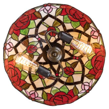 Brilagi - Tiffany-glasmosaik lysekrone på kæde GARLAN 2xE27/60W/230V