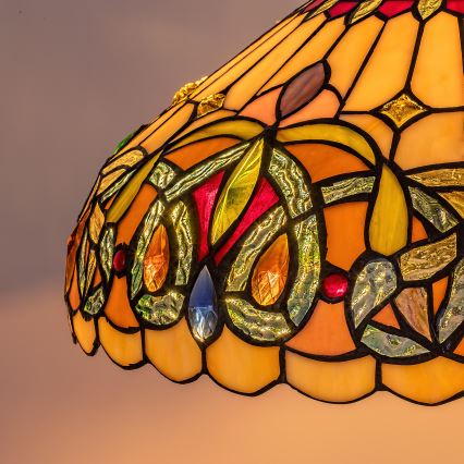 Brilagi - Tiffany glasmosaik-lysekrone på kæde LUISA 2xE27/60W/230V