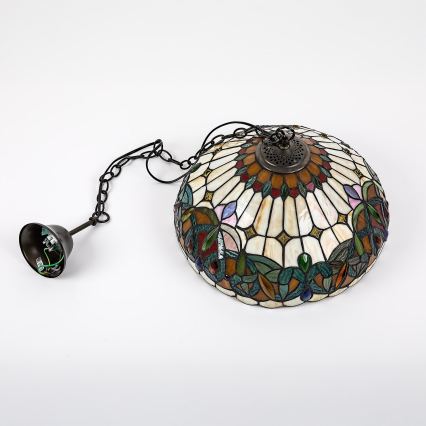 Brilagi - Tiffany glasmosaik-lysekrone på kæde LUISA 2xE27/60W/230V