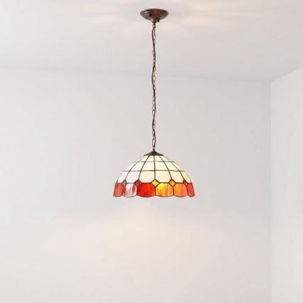 Brilagi - Tiffany glasmosaik-lysekrone på kæde SIENNA 1xE27/60W/230V Ø 40 cm