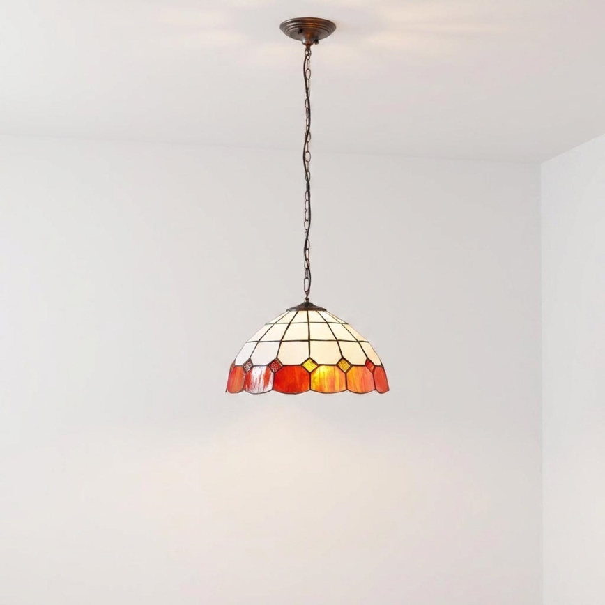 Brilagi - Tiffany glasmosaik-lysekrone på kæde SIENNA 1xE27/60W/230V Ø 40 cm