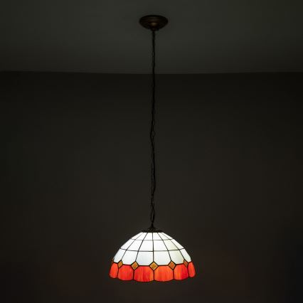 Brilagi - Tiffany glasmosaik-lysekrone på kæde SIENNA 1xE27/60W/230V Ø 40 cm