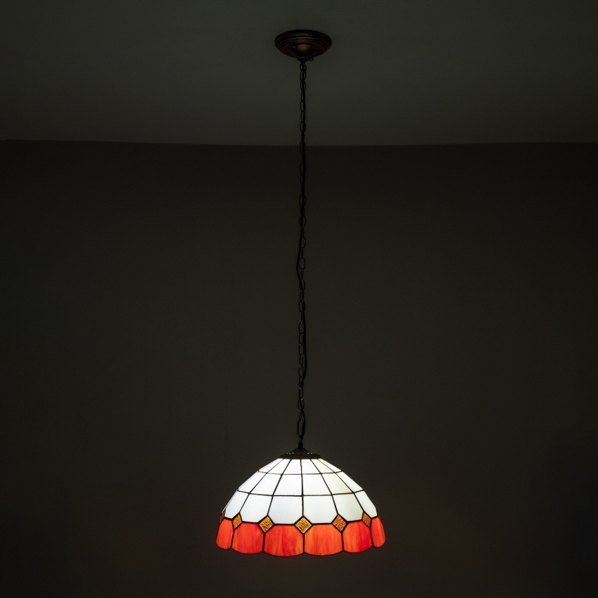 Brilagi - Tiffany glasmosaik-lysekrone på kæde SIENNA 1xE27/60W/230V Ø 40 cm