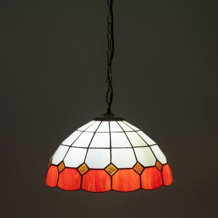 Brilagi - Tiffany glasmosaik-lysekrone på kæde SIENNA 1xE27/60W/230V Ø 40 cm