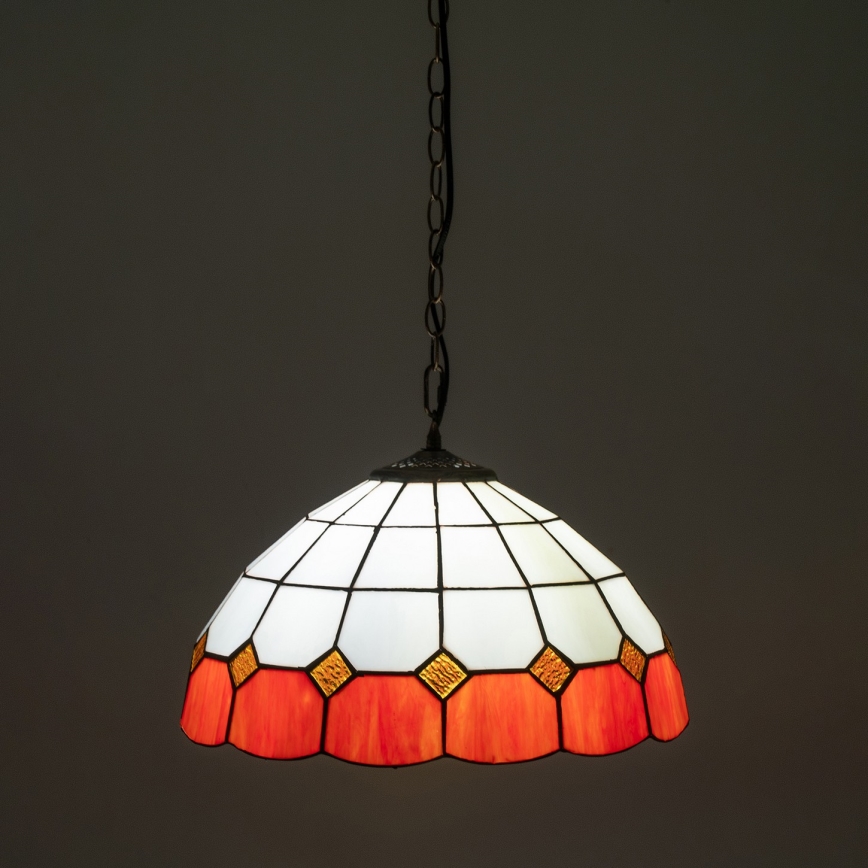 Brilagi - Tiffany glasmosaik-lysekrone på kæde SIENNA 1xE27/60W/230V Ø 40 cm