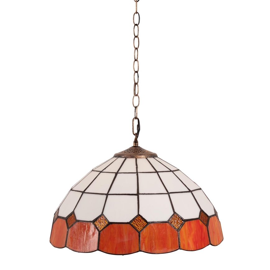 Brilagi - Tiffany glasmosaik-lysekrone på kæde SIENNA 1xE27/60W/230V Ø 40 cm