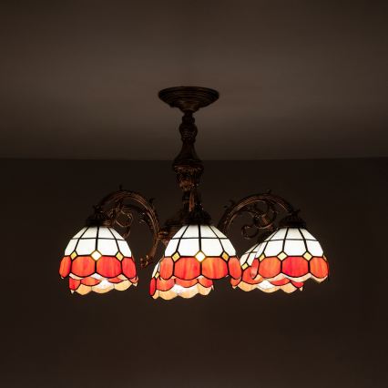 Brilagi - Tiffany-glasmosaik tætmonteret lysekrone SIENNA 6xE27/60W/230V Ø 60 cm