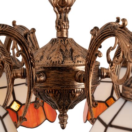 Brilagi - Tiffany-glasmosaik tætmonteret lysekrone SIENNA 6xE27/60W/230V Ø 60 cm