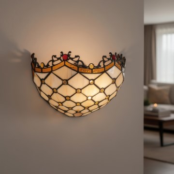 Brilagi - Tiffany glasmosaik væglampe IVORY 1xE14/40W/230V