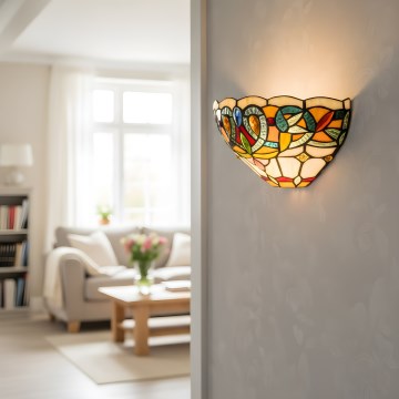 Brilagi - Tiffany glasmosaik-væglampe LUISA 1xE27/40W/230V