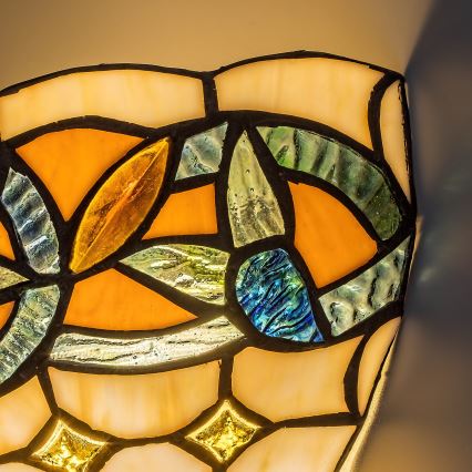 Brilagi - Tiffany glasmosaik-væglampe LUISA 1xE27/40W/230V