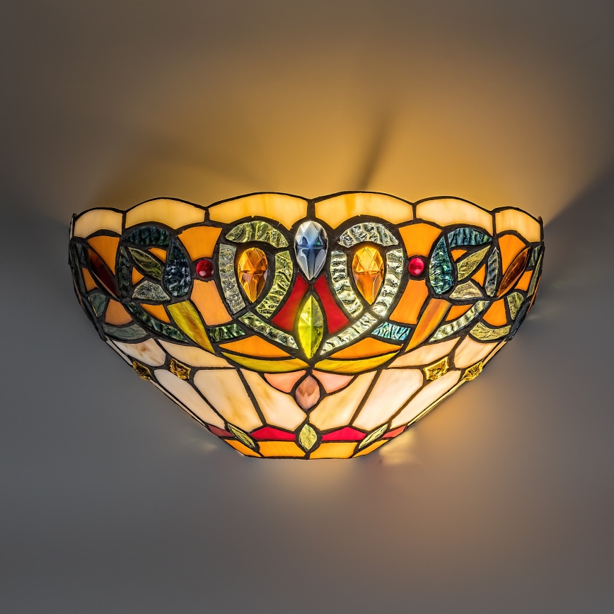 Brilagi - Tiffany glasmosaik-væglampe LUISA 1xE27/40W/230V