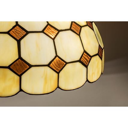 Brilagi - Tiffany-glasmosaiklysekrone med kæde DORAN 2xE27/60W/230V