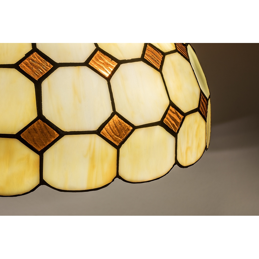 Brilagi - Tiffany-glasmosaiklysekrone med kæde DORAN 2xE27/60W/230V