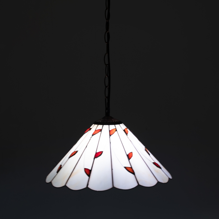 Brilagi - Tiffany glasmosaiklysekrone med kædeophæng FOLIA 1xE27/60W/230V Ø 40 cm