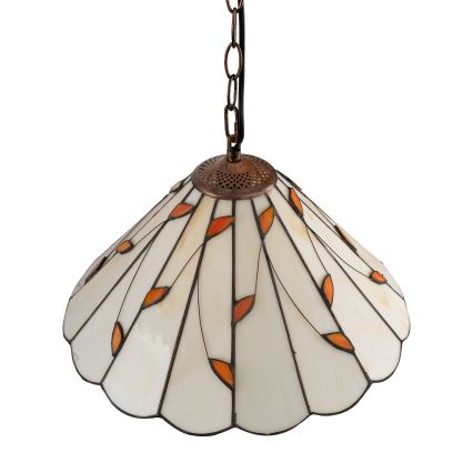 Brilagi - Tiffany glasmosaiklysekrone med kædeophæng FOLIA 1xE27/60W/230V Ø 40 cm