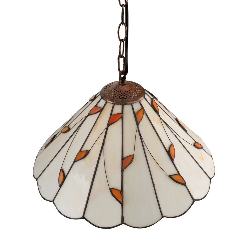 Brilagi - Tiffany glasmosaiklysekrone med kædeophæng FOLIA 1xE27/60W/230V Ø 40 cm
