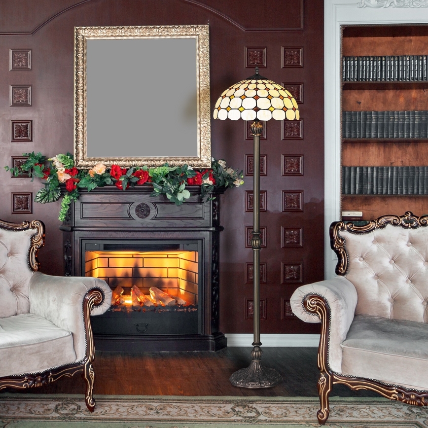 Brilagi - Tiffany-gulvlampe i farvet glas DORAN 2xE27/60W/230V