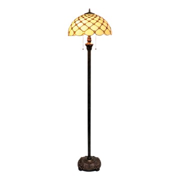 BRILAGI - Tiffany gulvlampe i farvet glas IVORY SMOOTH 2xE27/60W/230V