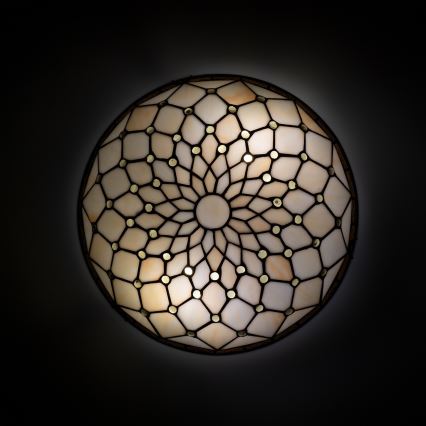 Brilagi - Tiffany loftlampe i farvet glas IVORY 2xE27/60W/230V Ø 40 cm