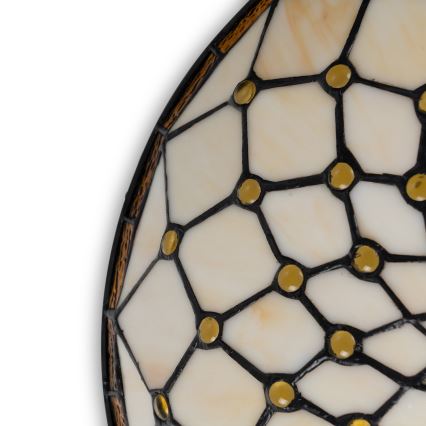 Brilagi - Tiffany loftlampe i farvet glas IVORY 2xE27/60W/230V Ø 40 cm