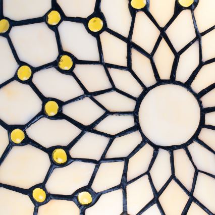 Brilagi - Tiffany loftlampe i farvet glas IVORY 2xE27/60W/230V Ø 40 cm
