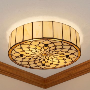 BRILAGI - Tiffany-loftlampe i farvet glas IVORY 2xE27/60W/230V Ø 40 cm