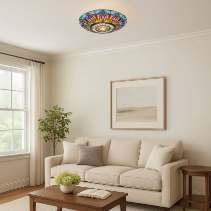 Brilagi - Tiffany-loftlampe i farvet glas LORAS 2xE27/60W/230V