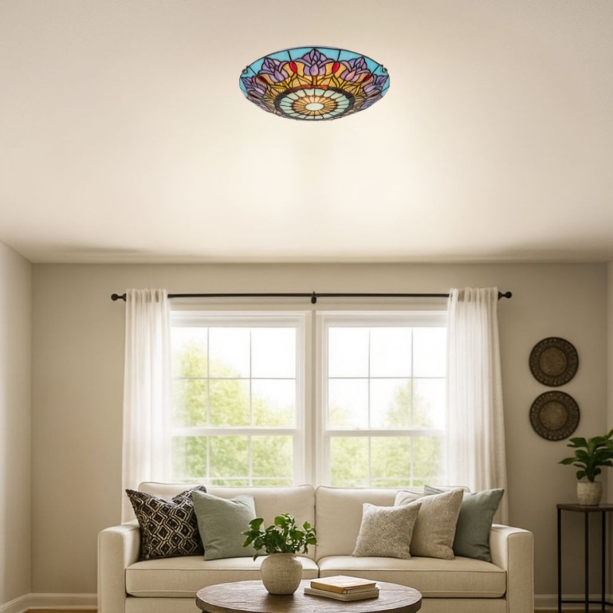 Brilagi - Tiffany-loftlampe i farvet glas LORAS 2xE27/60W/230V