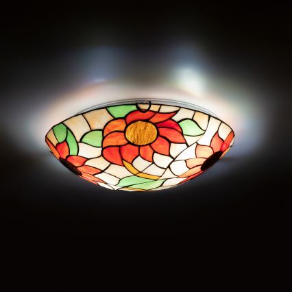 Brilagi - Tiffany-loftlampe i glas SUNFLOWER 2xE27/60W/230V Ø 40 cm