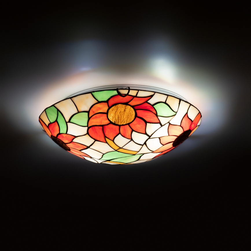 Brilagi - Tiffany-loftlampe i glas SUNFLOWER 2xE27/60W/230V Ø 40 cm