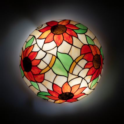 Brilagi - Tiffany-loftlampe i glas SUNFLOWER 2xE27/60W/230V Ø 40 cm