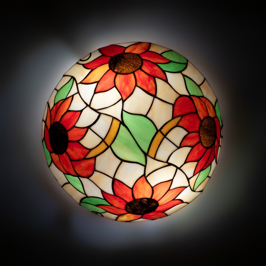 Brilagi - Tiffany-loftlampe i glas SUNFLOWER 2xE27/60W/230V Ø 40 cm