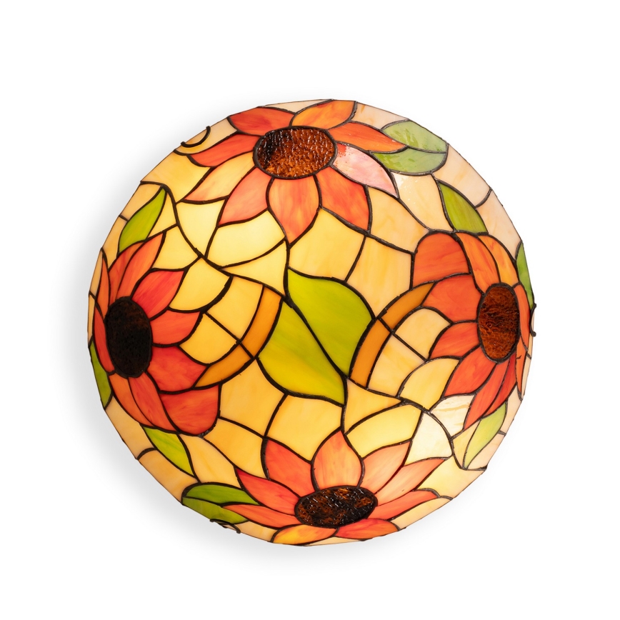 Brilagi - Tiffany-loftlampe i glas SUNFLOWER 2xE27/60W/230V Ø 40 cm
