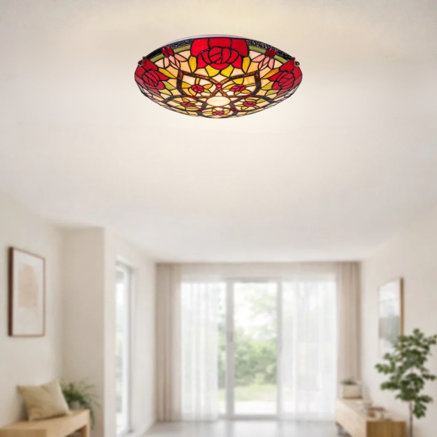 Brilagi - Tiffany-loftlampe i glasmosaik GARLAN 2xE27/60W/230V