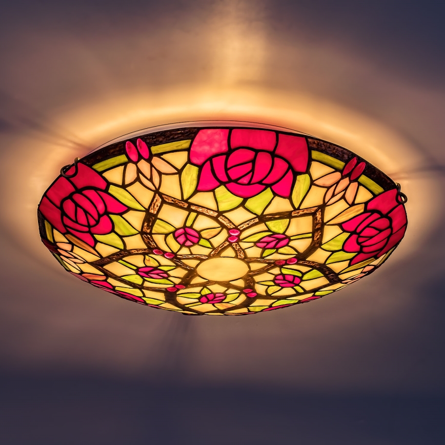 Brilagi - Tiffany-loftlampe i glasmosaik GARLAN 2xE27/60W/230V