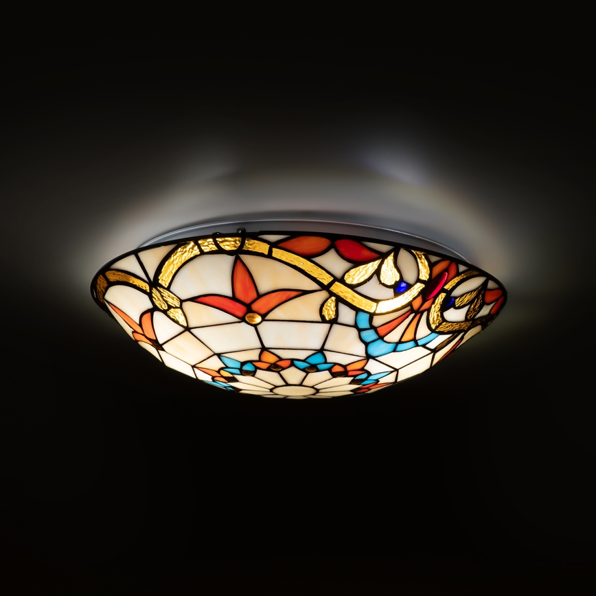 Brilagi - Tiffany-loftlampe i glasmosaik MIRABELLA 2xE27/60 W/230 V Ø 40 cm